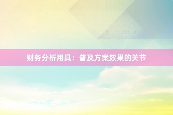 财务分析用具：普及方案效果的关节